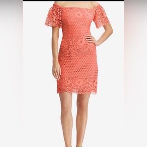 Lauren Ralph Lauren Coral Off-Shoulder Lace Dress